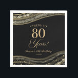 Elegant Black Gold Agate 80th Birthday Party Napkin<br><div class="desc">These are Elegant Black Gold Agate 80th Birthday Party Paper Napkins!</div>