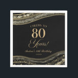 Elegant Black Gold Agate 80th Birthday Party Napkin<br><div class="desc">These are Elegant Black Gold Agate 80th Birthday Party Paper Napkins!</div>