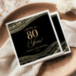Elegant Black Gold Agate 80th Birthday Party Napkin<br><div class="desc">These are Elegant Black Gold Agate 80th Birthday Party Paper Napkins!</div>