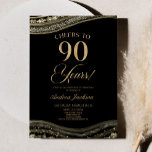 Elegant Black Gold Agate 90th Birthday Party Invitation<br><div class="desc">This is an Elegant Black Gold Agate 90th Birthday Party Invitation!</div>