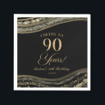 Elegant Black Gold Agate 90th Birthday Party Napkin<br><div class="desc">These are Elegant Black Gold Agate 90th Birthday Party Paper Napkins!</div>