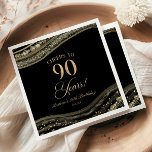 Elegant Black Gold Agate 90th Birthday Party Napkin<br><div class="desc">These are Elegant Black Gold Agate 90th Birthday Party Paper Napkins!</div>
