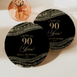 Elegant Black Gold Agate 90th Birthday Party Paper Plate<br><div class="desc">This is an Elegant Black Gold Agate 90th Birthday Party Paper Plates!</div>