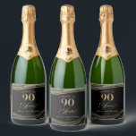 Elegant Black Gold Agate 90th Birthday Party Sparkling Wine Label<br><div class="desc">These are Elegant Black Gold Agate 90th Birthday Party Sparking Champagne Wine Labels!</div>