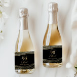 Elegant Black Gold Agate 90th Birthday Party Sparkling Wine Label<br><div class="desc">These are Elegant Black Gold Agate 90th Birthday Party Mini Sparking Champagne Wine Labels!</div>