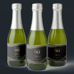Elegant Black Gold Agate 90th Birthday Party Sparkling Wine Label<br><div class="desc">These are Elegant Black Gold Agate 90th Birthday Party Mini Sparking Champagne Wine Labels!</div>