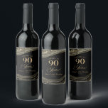 Elegant Black Gold Agate 90th Birthday Party Wine Label<br><div class="desc">These are Elegant Black Gold Agate 90th Birthday Party Wine Bottle Labels!</div>