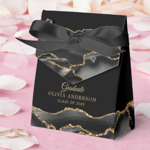 Elegant Black & Gold Agate Graduation Favour Box