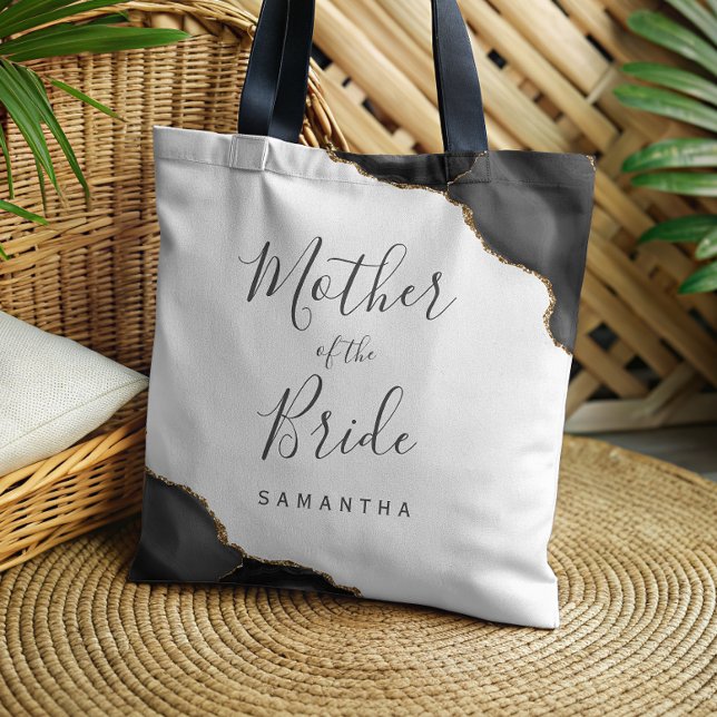 Elegant Black Gold Agate Mother of the Bride Tote Bag (Creator Uploaded)