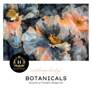 Elegant Black, Gold, and Peach Floral Decoupage Tissue Paper