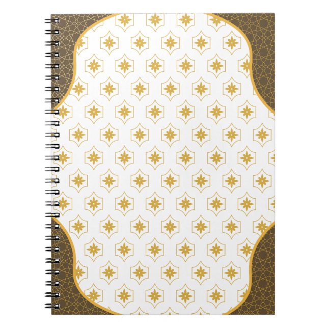 Elegant Black & Gold Arabesque Notebook (Front)