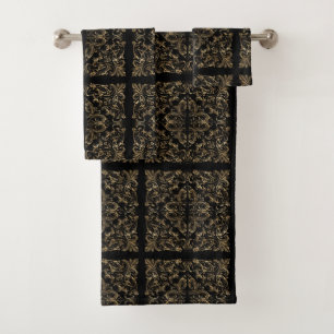 Elegant Black Gold Art Deco Design Bath Towel Set