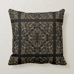 Elegant Black Gold Art Deco Design Cushion