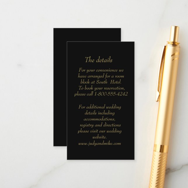 Elegant Black & Gold Art Deco Enclosure card (Front/Back In Situ)
