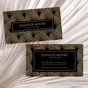 Elegant Black Gold Art Deco Pattern Custom  Business Card