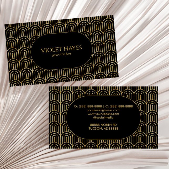 Elegant Black Gold Art Deco Pattern Custom Business Card (Creator Uploaded)