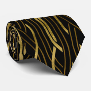 Elegant black gold art deco pattern tie