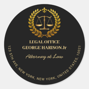 Elegant black&gold Attorney lawyer Classic Round Sticker