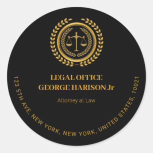 Elegant black&gold Attorney lawyer  Classic Round Sticker