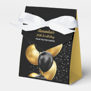 Elegant Black Gold Balloon Chic Birthday Thank you Favour Box