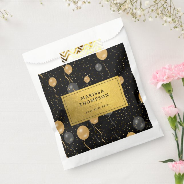 Elegant Black & Gold Balloons  Favour Bag (Sealed)