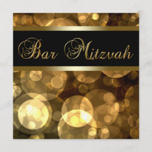 Elegant Black Gold Bar Mitzvah Invitation