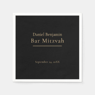 Elegant Black Gold Bar Mitzvah Napkin