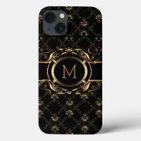 Elegant Black & Gold Baroque Floral Frame