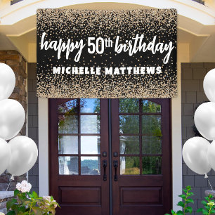Elegant Black Gold Birthday Banner
