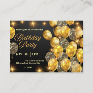 Elegant Black & Gold Birthday Invitation