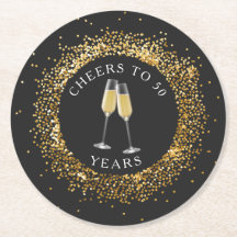 Elegant Black & Gold Birthday Paper Coaster