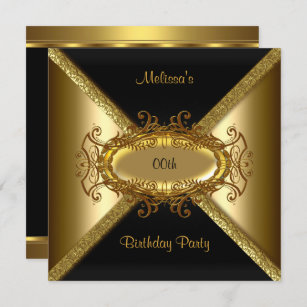 Elegant Black Gold Birthday Party Invitation