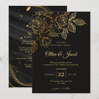 Elegant Black Gold Black 'Till Death Wedding Invitation