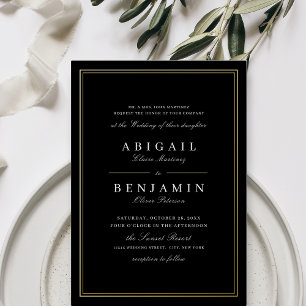 Elegant black gold borders minimalist wedding