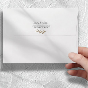 Elegant Black & Gold Botanical Return Address Envelope