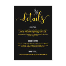 Elegant Black & Gold Botanical Wedding  Enclosur