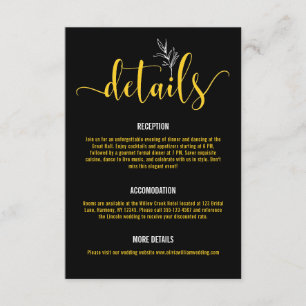 Elegant Black & Gold Botanical Wedding Enclosur Enclosure Card