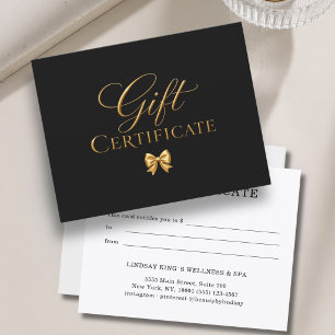 Elegant Black Gold Bow Gift Certificate