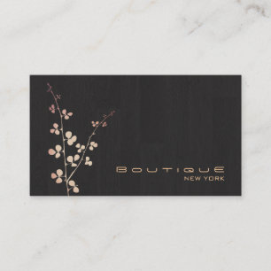 Elegant Black Gold Branch Leaves Business Card