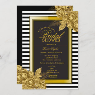 Elegant Black/Gold Bridal Shower Invitations