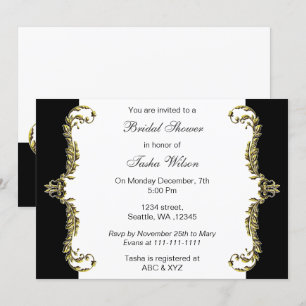 Elegant black gold Bridal Shower Invites