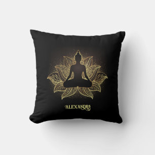 Elegant Black Gold Buddha Lotus Flower Meditation Cushion