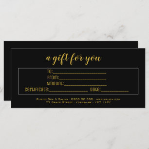 Elegant Black & Gold Business Gift Certificate