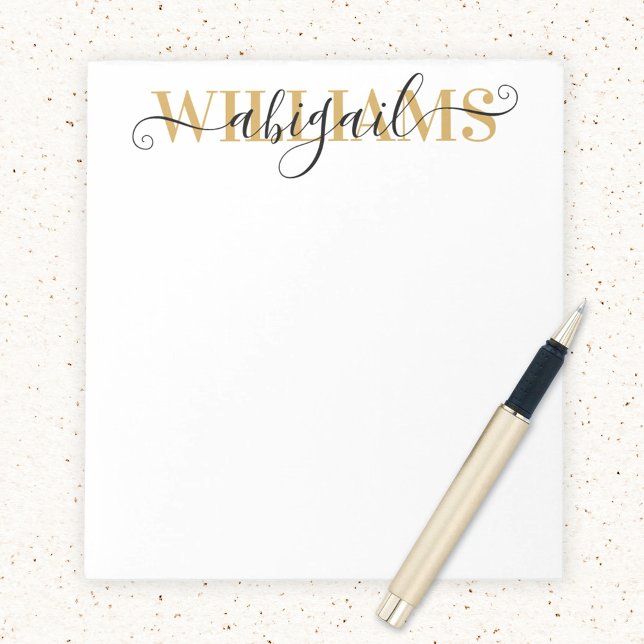 Elegant Black Gold Calligraphy Script Name Notepad (Creator Uploaded)