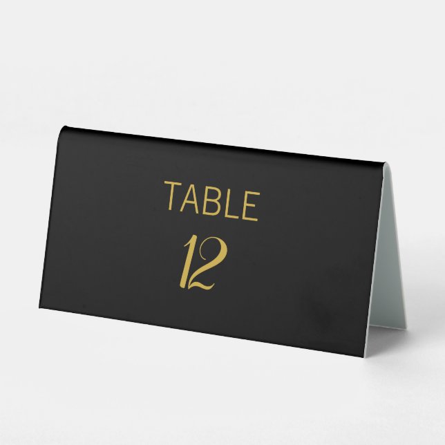 Elegant Black & Gold Calligraphy Table Number  (Front)
