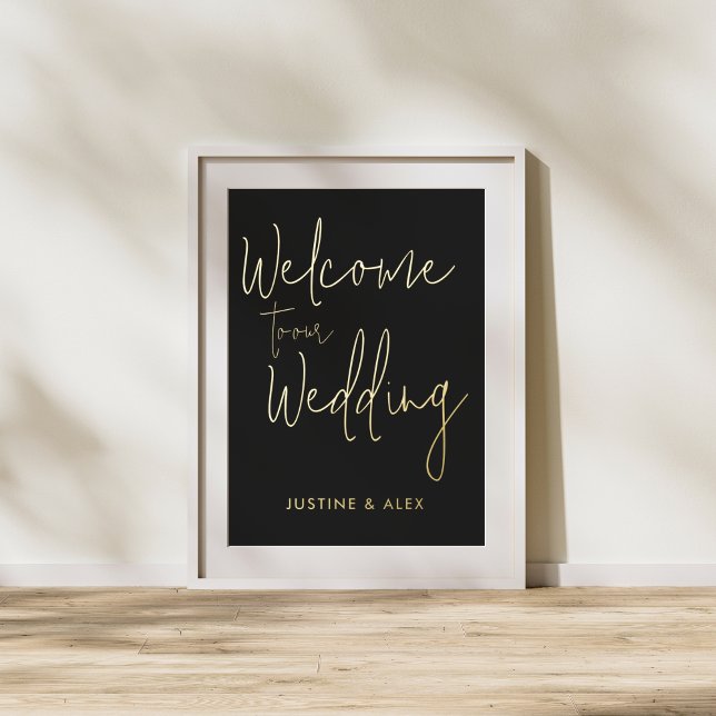 Elegant Black Gold Calligraphy Welcome Wedding Foil Prints (Creator Uploaded)