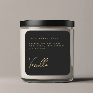 Elegant black gold candle product label
