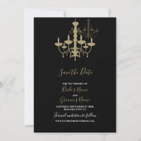 Elegant Black Gold Chandelier Wedding