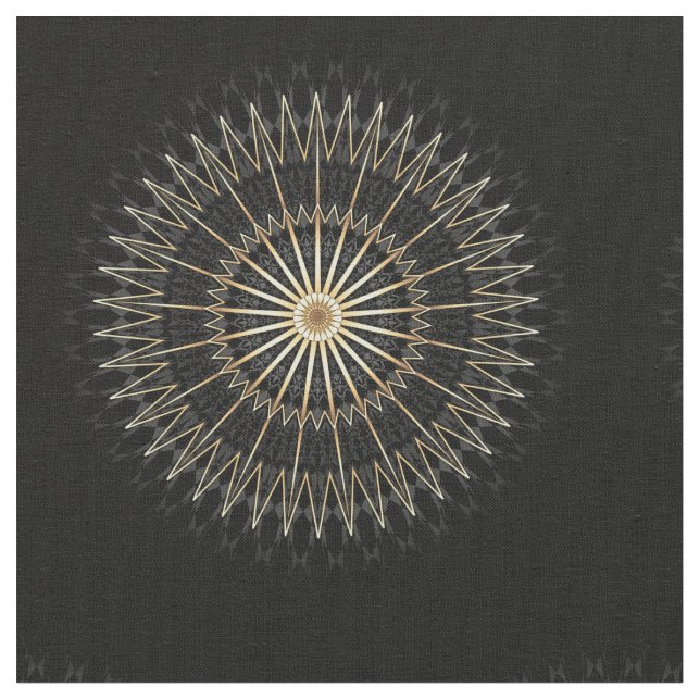 Elegant Black Gold Chevron Star Fabric (Close Up)