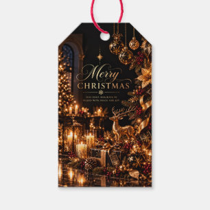 Elegant Black Gold Christmas Gift Tag
